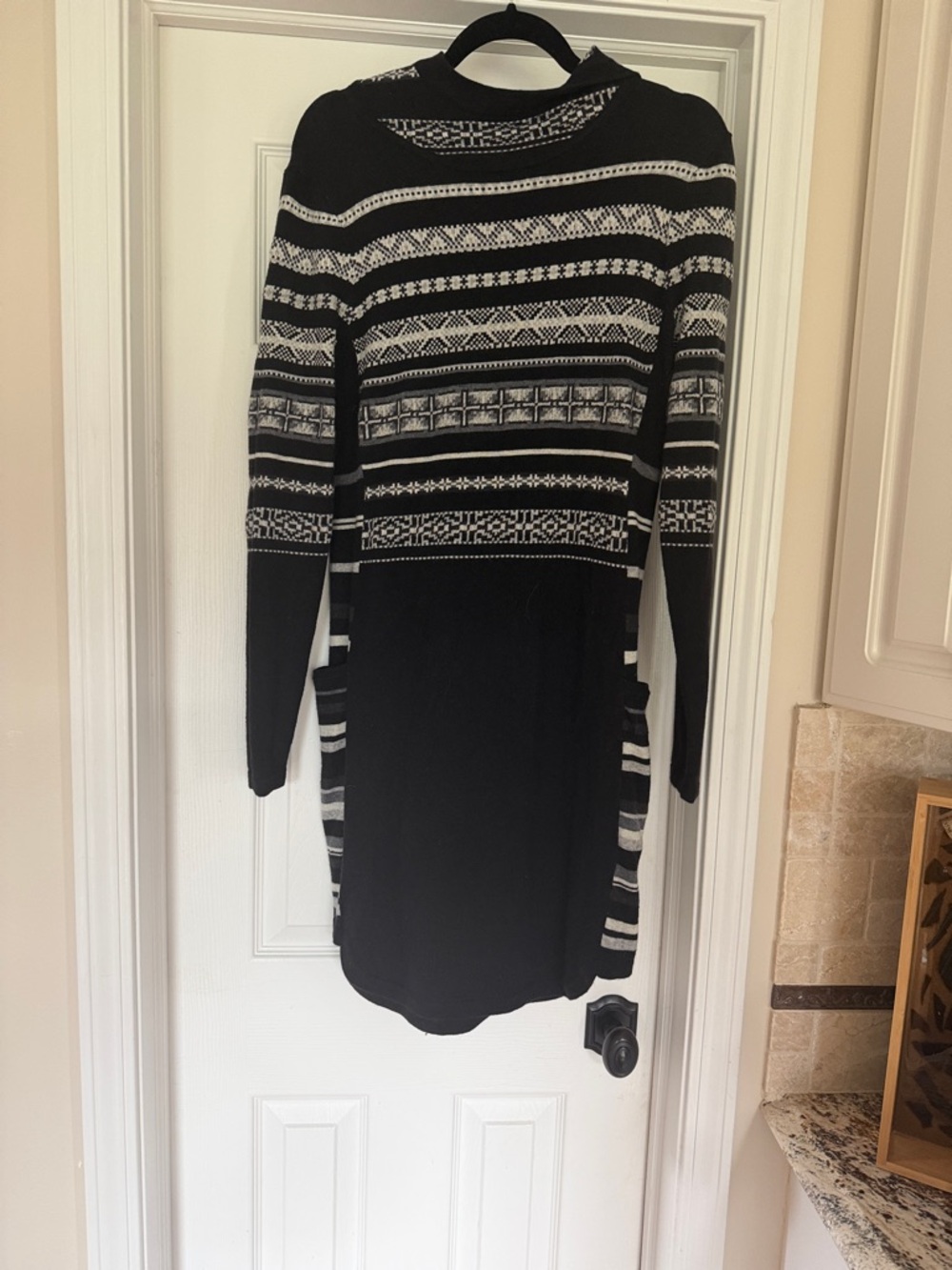 Smartwool Black and White Striped Knit Pullover